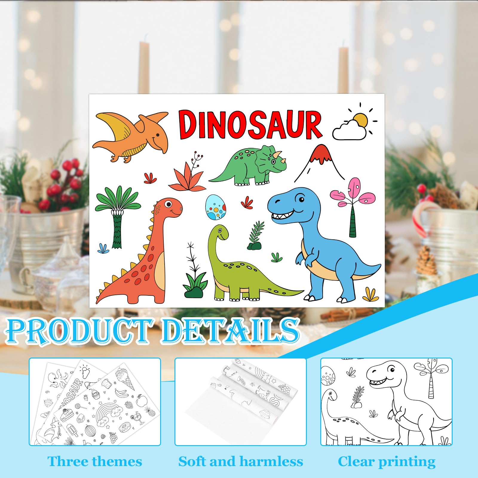 Whaline 24Pcs Hello Summer Coloring Placemats Pool Beach Scene Coloring Activity Paper Mat Hawaii Style Disposable Table Mat For Home Kitchen Table Decor Birthday Party Supplies - View #4