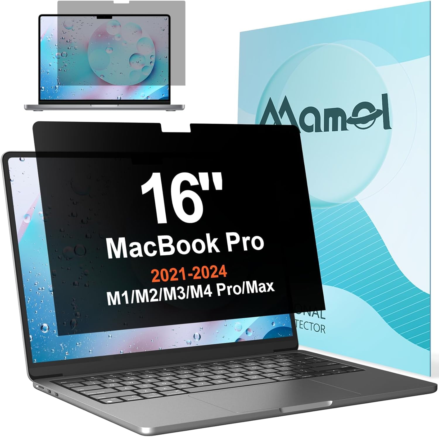 Mamol 360° Privacy Screen for Macbook Pro 13 Inch (2016-2022, M1, M2) & Air 13 inch (2018-2021, M1), Anti Glare Blue Light Filter, Nano No Glue Anti Spy Black Protector for Mac Pro 13'' Laptop — view 17