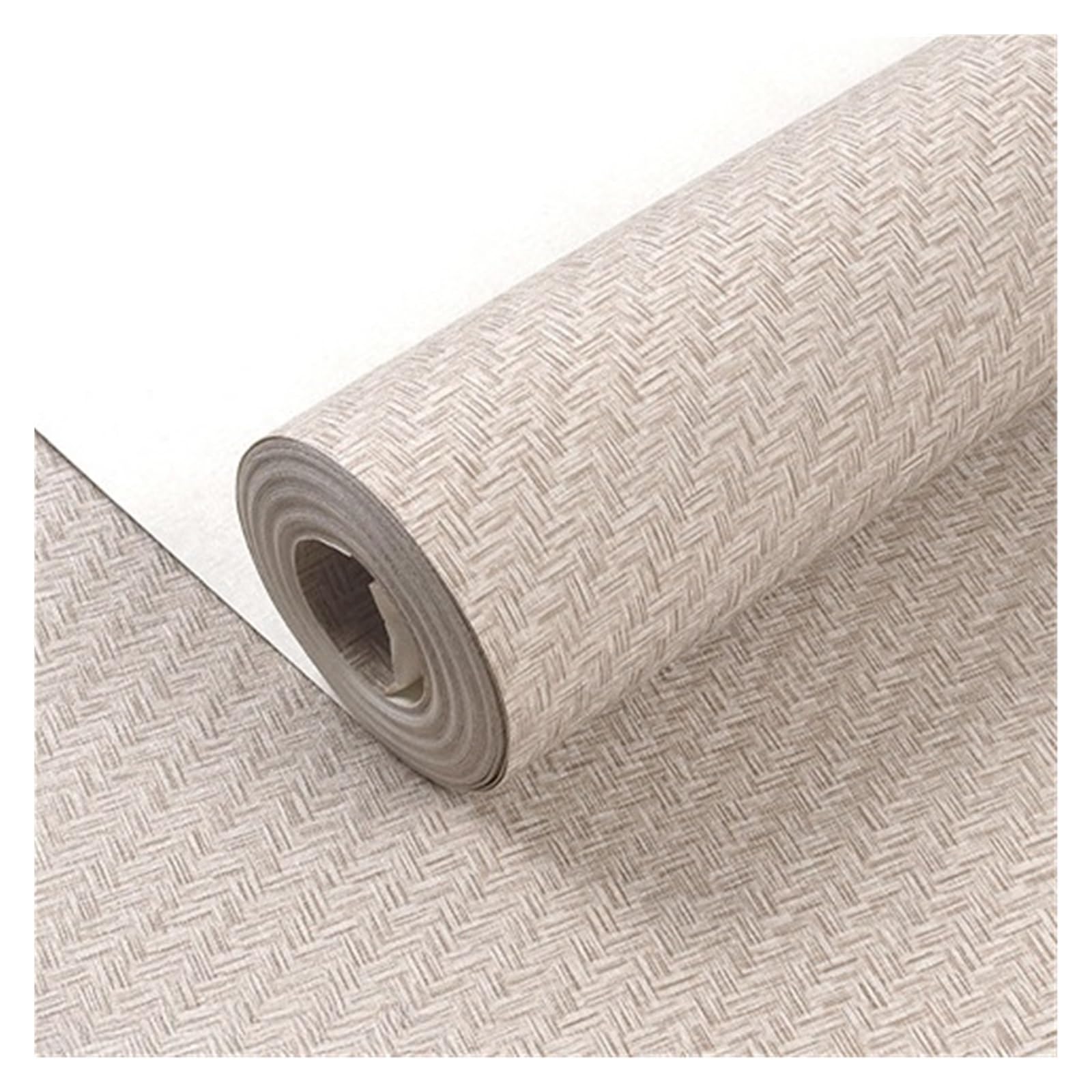 Papier peint PVC uni greige imitation lin et paille tissée 0.53x9.5m