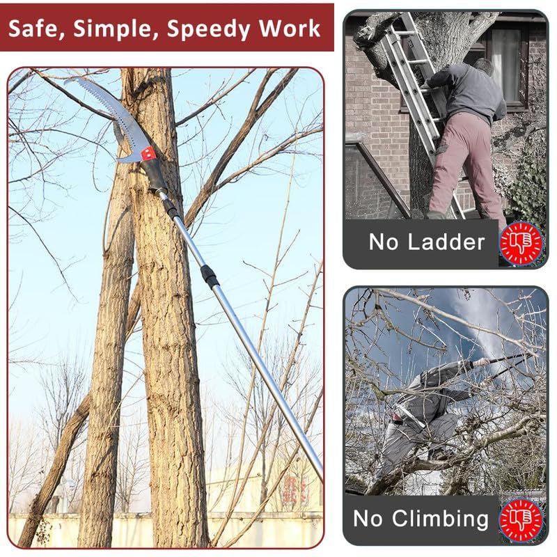 Image of Telescopic Tree Pruner Saw with Detachable Blade Long Reach Pole Saw for Tree Branch Cutting and Trimming Gardening Hand Tool