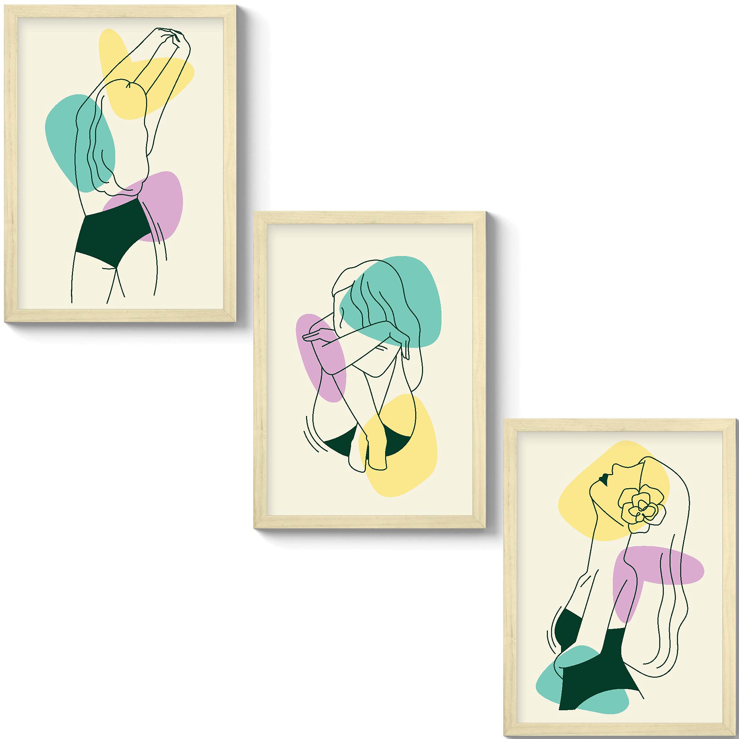 GS DECOR Set of 3 Colorful Poser Girls Wall Art 12 × 9 Inches | Aesthetic  Pictures Wall Frames For Room Decor With Trendy Posters - Wooden Frame |  Ready To Hang : Amazon.in: Home & Kitchen
