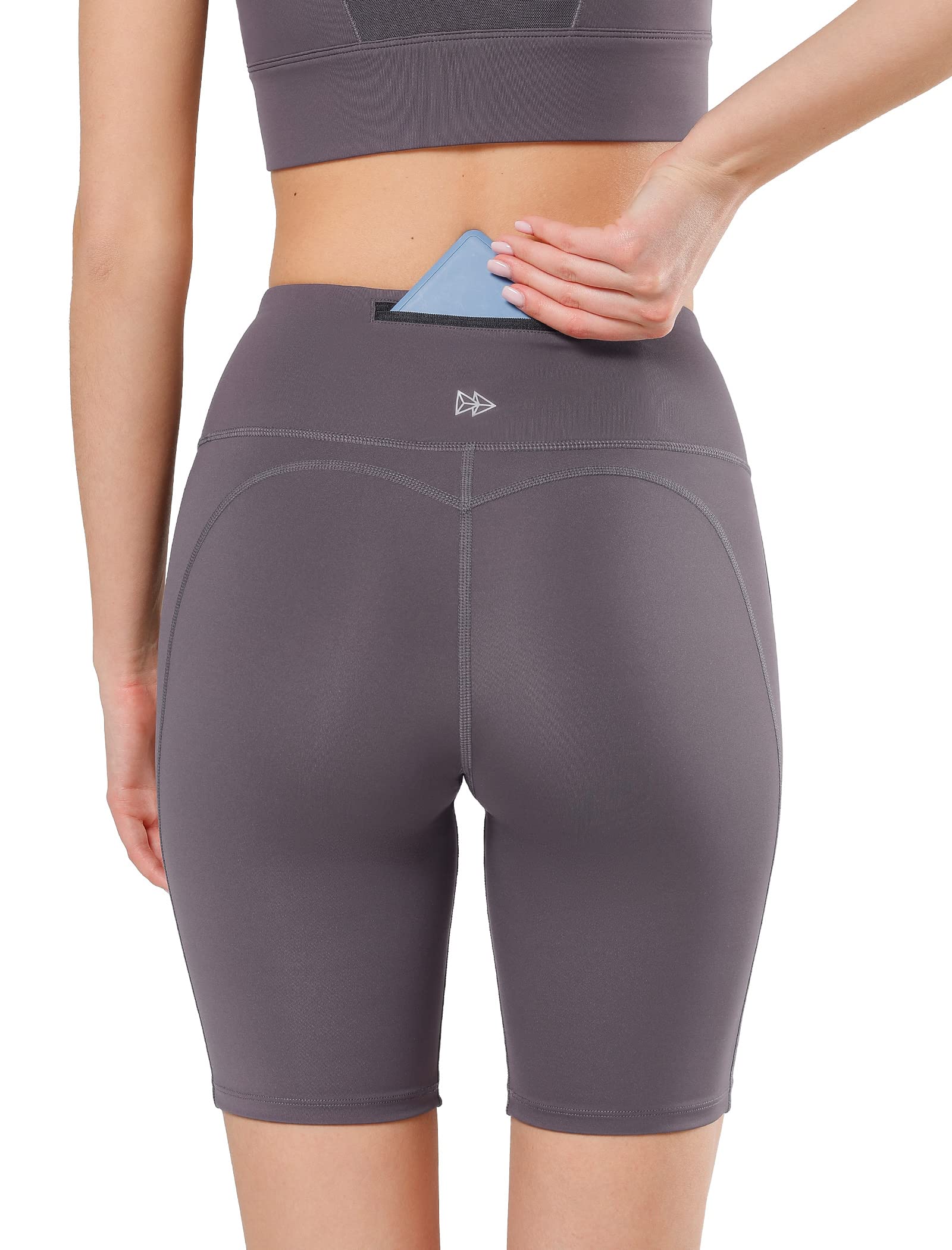 Yvette Biker Shorts with Pockets for Women, High Waisted Tummy Control Yoga Workout Running Leggings