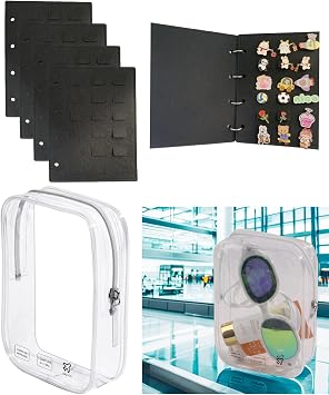Enamel Pin Display Board Trading Book & CALYGO Toiletries Bag Combo - Ideal for Pin Collectors & Travelers - Organize Enamel Pins, Cosmetics, Toiletries with Style