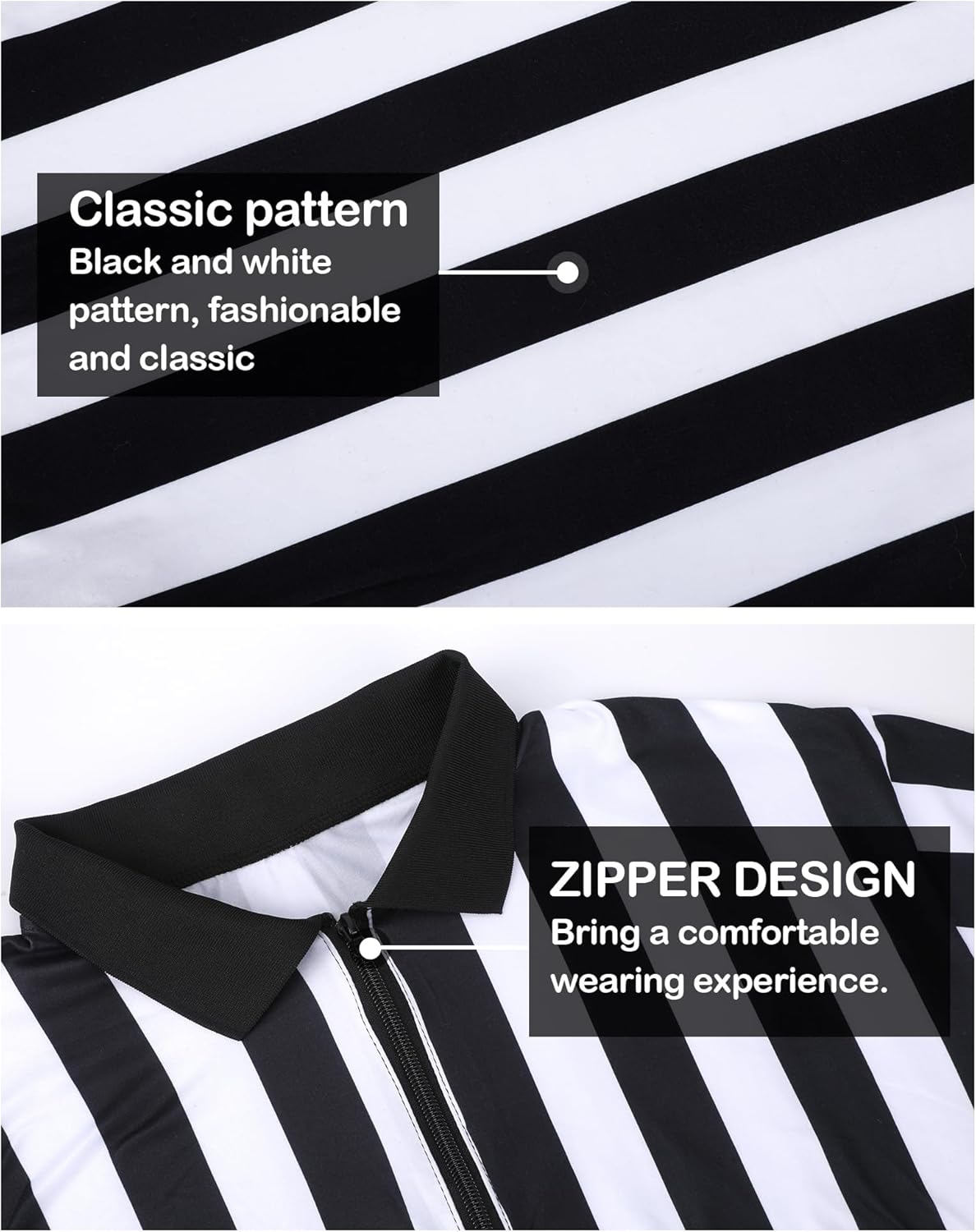 Referee Shirt for Adult - 4 Pcs Referee Costume Ref Jersey Costume Set for Football Umpire Halloween Cosplay - Image 6