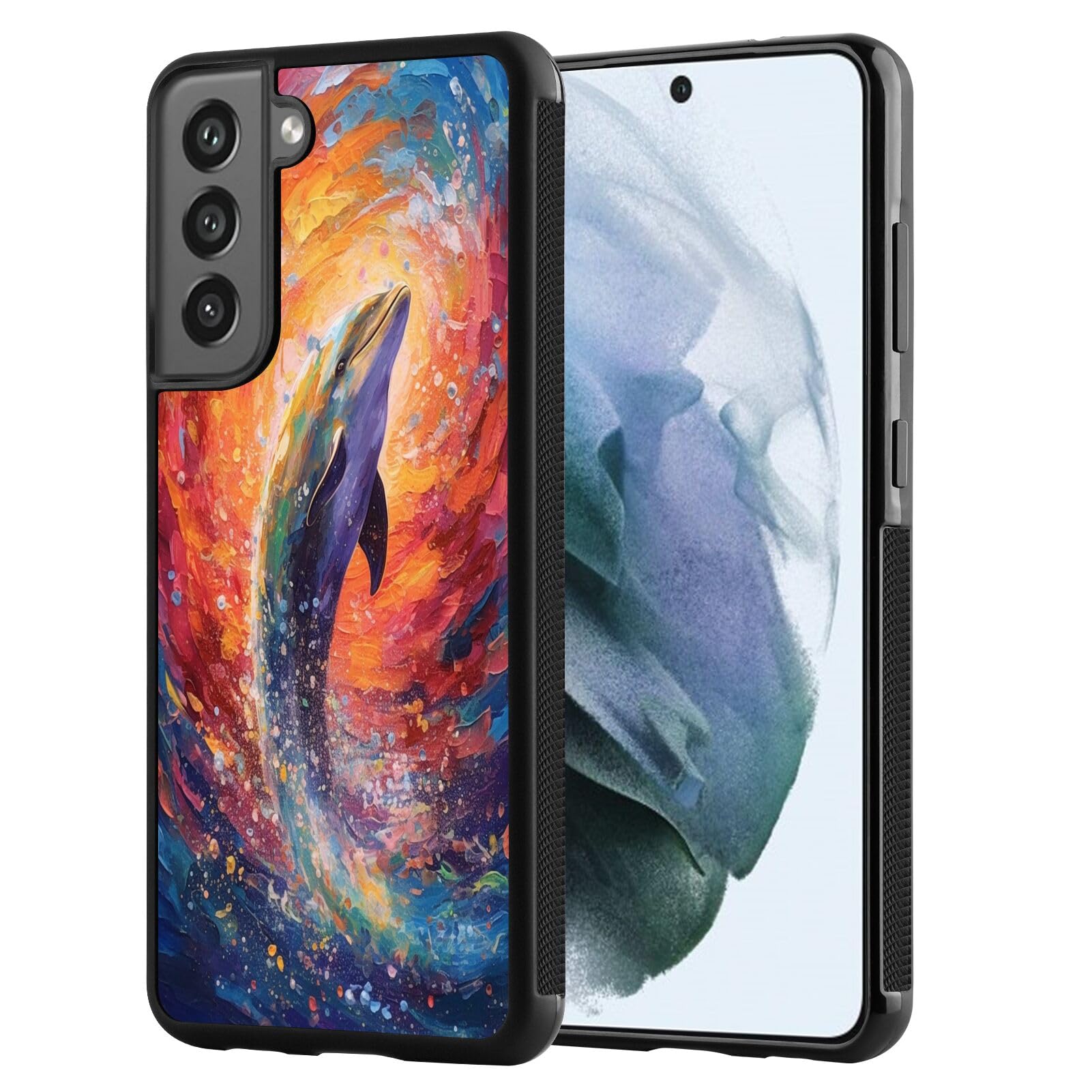 KUAVETO Case Suitable for Samsung Galaxy S22+ with Dolphin-aa432 Design Pattern,Soft Black TPU Rubber and PC Anti-Slip Full Body Protective Phone Case Suitable for Samsung Galaxy S22+