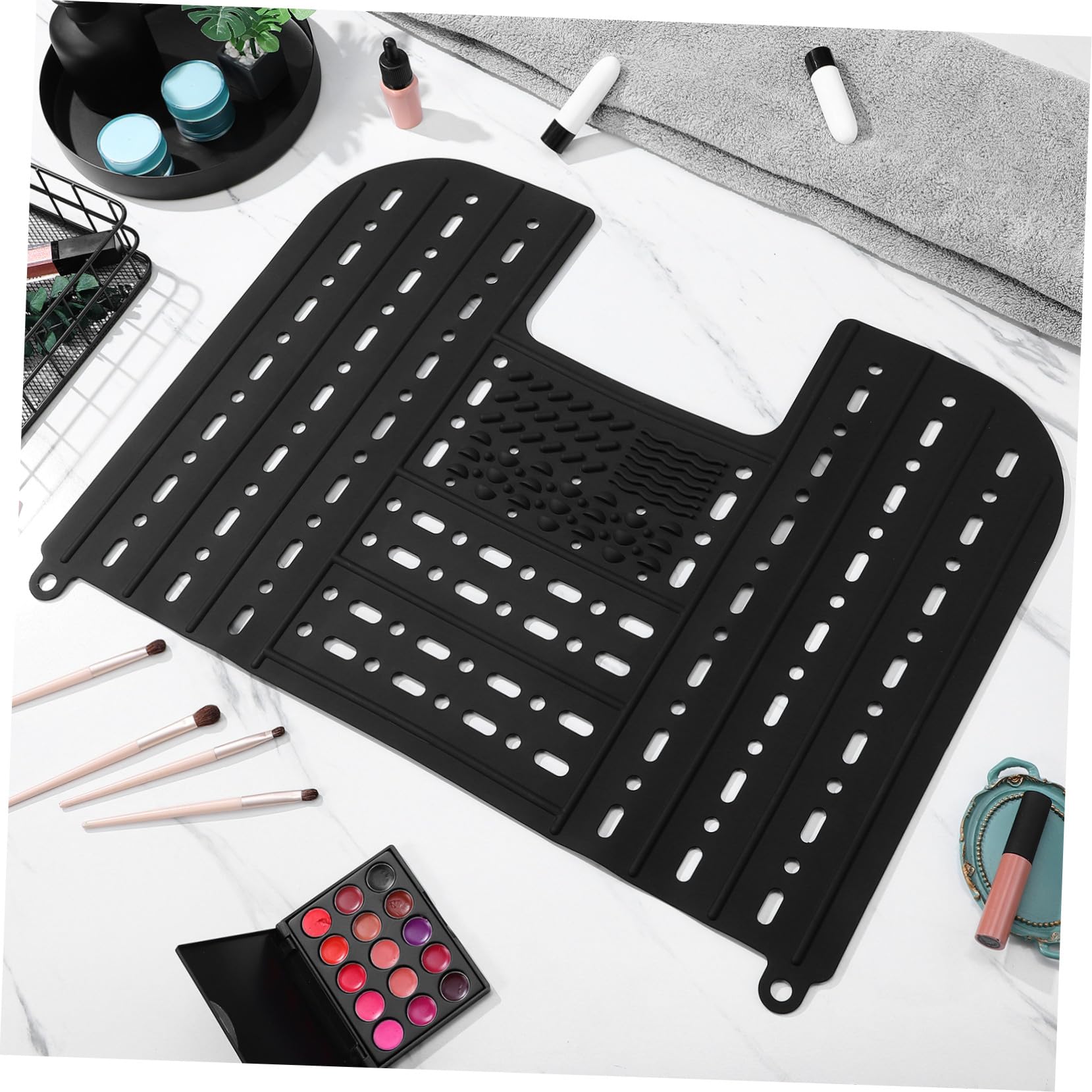 Alfombrilla de Silicona para Fregadero Plegable Negra 55x43cm