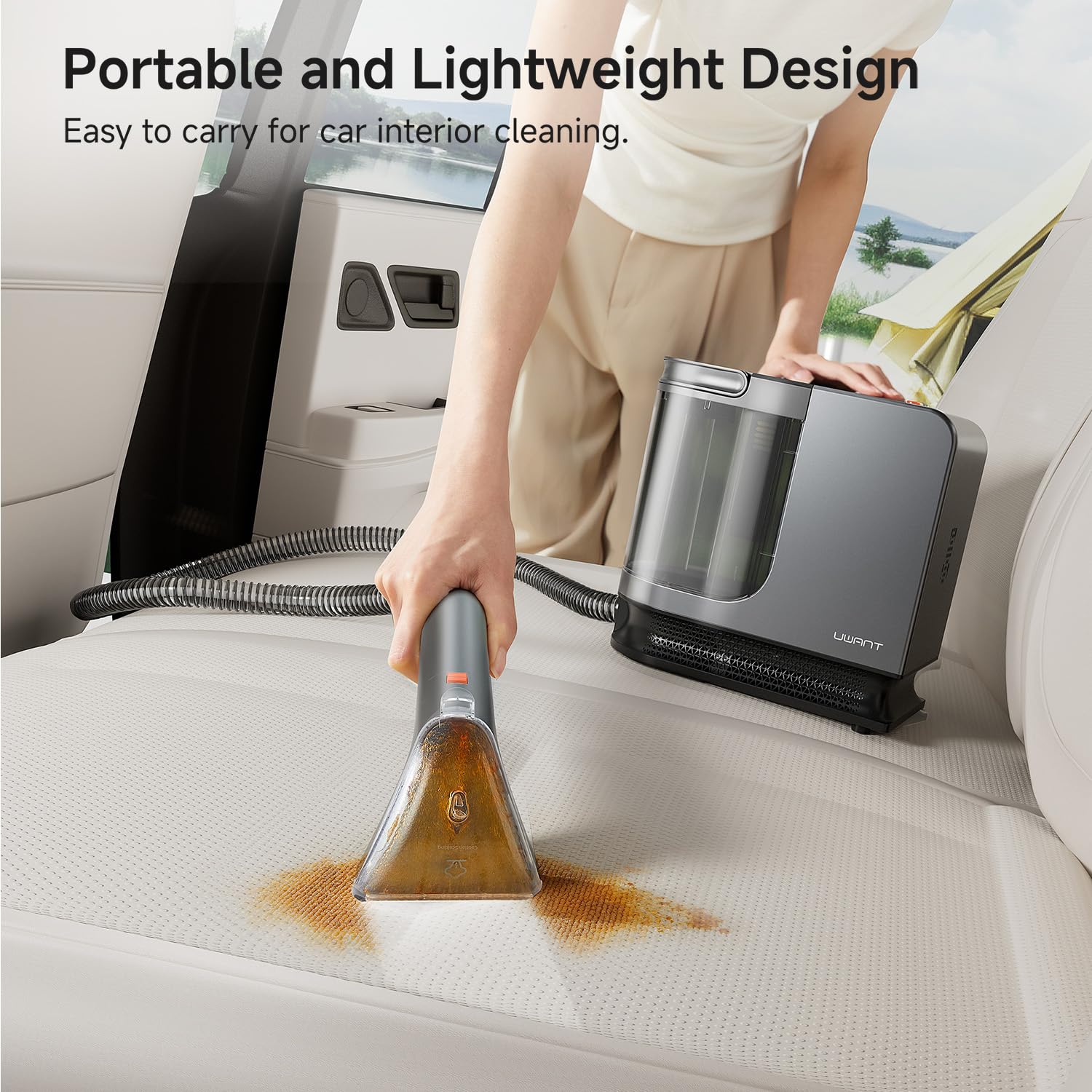 Uwant B400 Vapeur et Chauffage Shampouineuse Canapé Professionnel ，Aspiration Puissante 18Kpa，Portable avec 4 Accessoires,Nettoyeur Canapé Tissus 2-en-1 pour Tapis Set of 1,Meubles, Tissus, Voiture