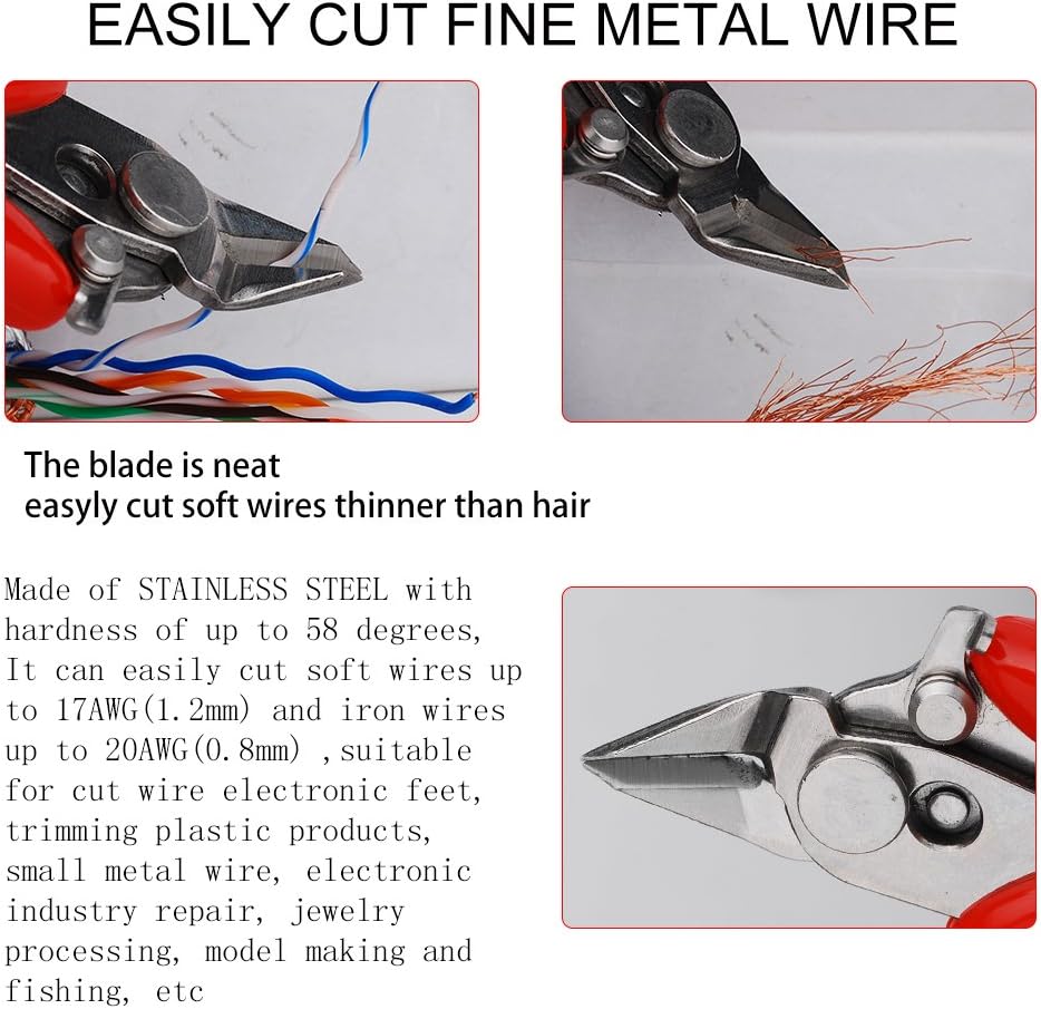 Eagles Micro Soft Wire Cutter,Mini Shear Flush Cutter with Internal Spring Mechanism for Electronics,Making jewelrys-3.5inch Red - - 