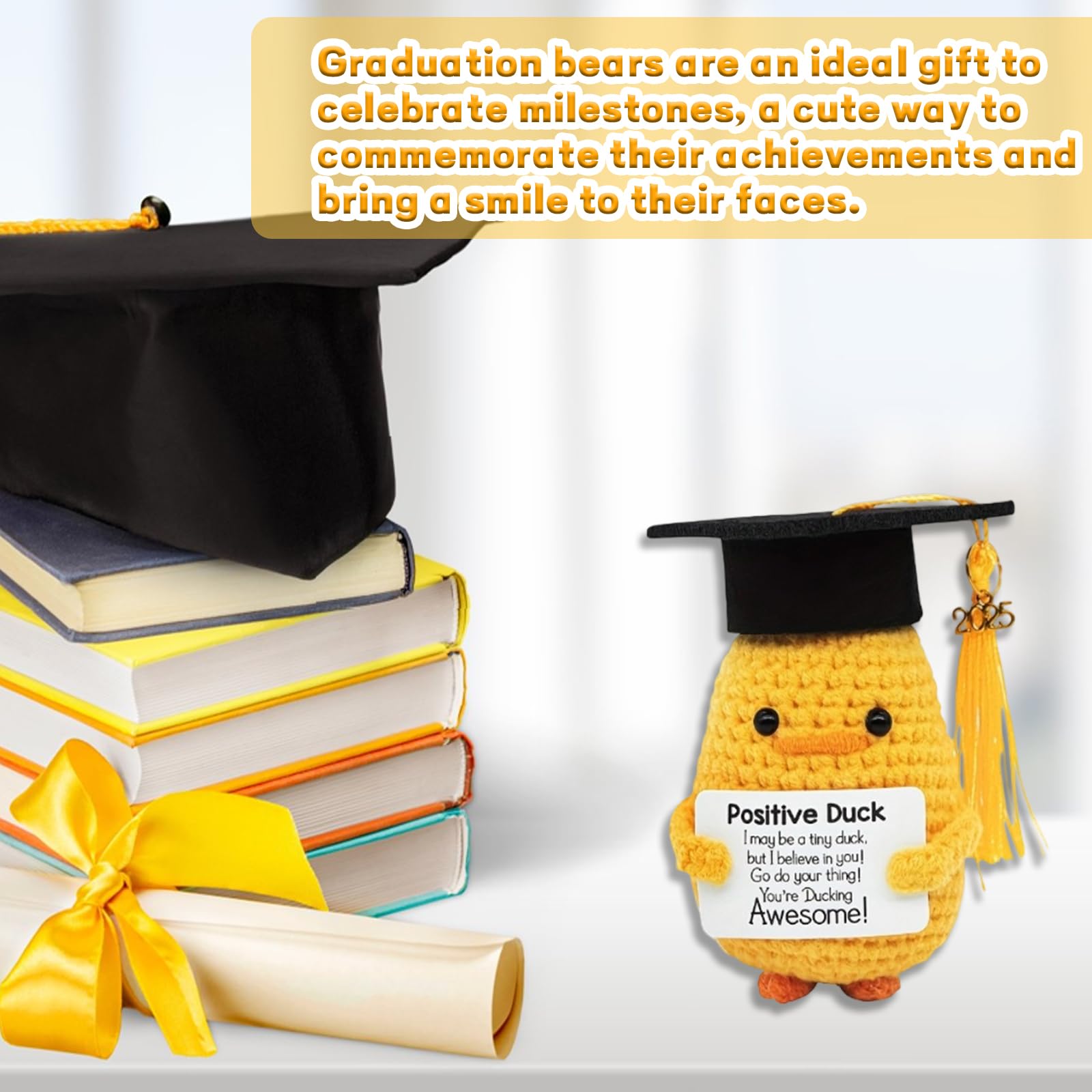 Graduation Gifts for Him Inspirational Positive Duck with Cap and Greeting Card, Interesting Emotional Support - Image 4