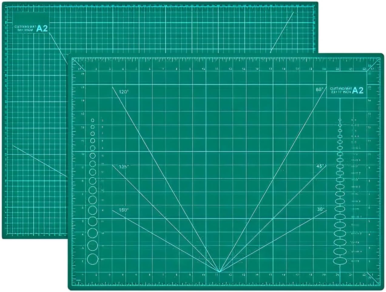 Qatalitic Flexible Cutting Mat, A2 Size (23 x17 inch), Self Healing Rotary Cutting Mat/Craft Board, 5 Layered, Double Sided with Marked Pattern and Grids for Sewing, Quilting, Crafts (Green)