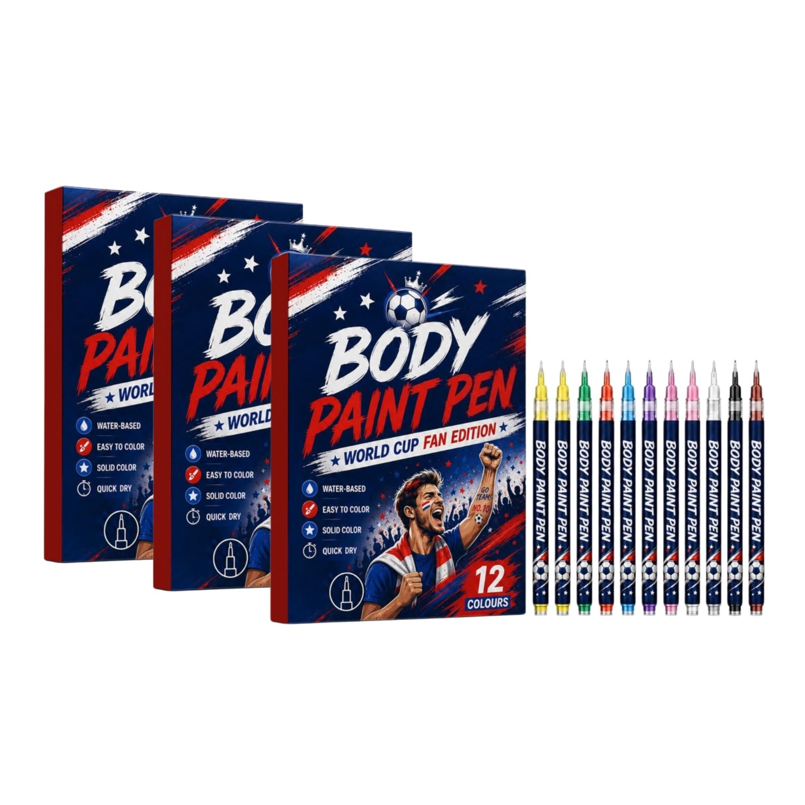 2026 12 Rotuladores de Pintura Facial y Corporal, Secado Rápido No Tóxicos, Colores Vibrantes para Partidos, Fiestas Temáticas