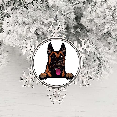Miniatura 10 de Presa Canario - Árbol de Navidad de metal con copos de nieve, recuerdo para amantes de los perros, regalo para mamá, decoración de árbol de perro,