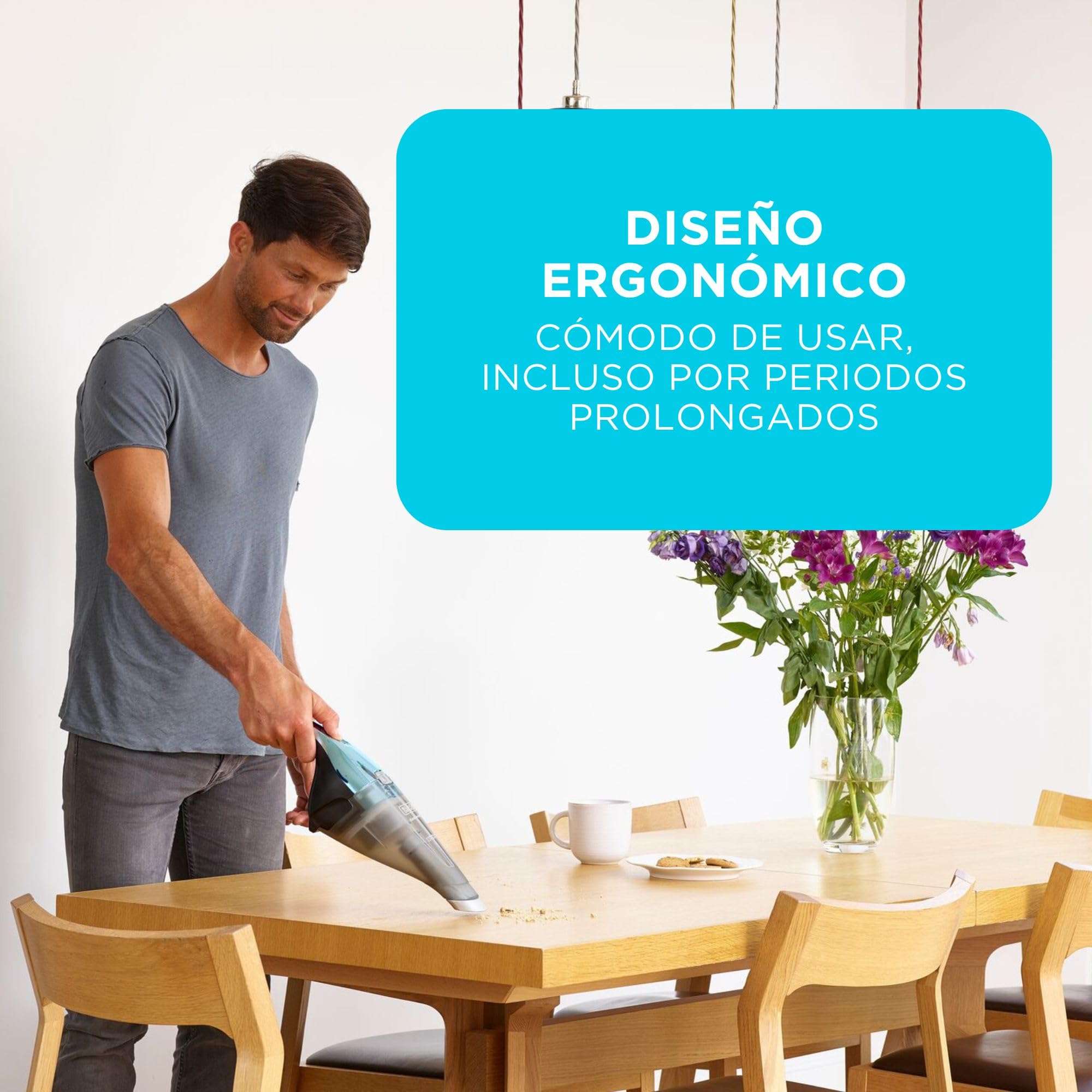 Black+Decker dustbuster 7.2V (Batería de 1.5Ah) Aspiradora de Mano Sin Cable, Cromada, NVC220WBC-QW
