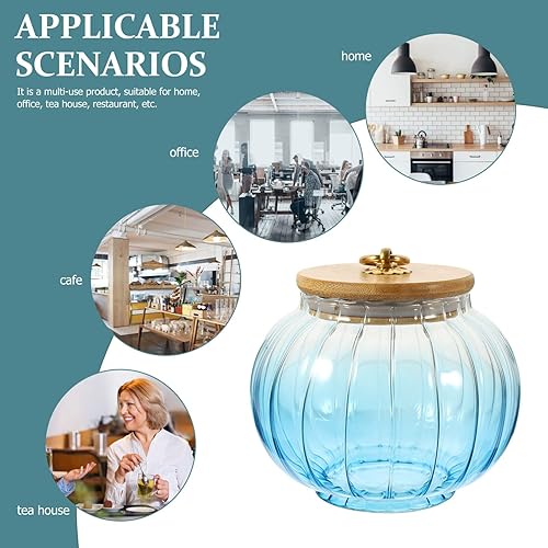 Miniatura 3 de Kichvoe Tarros de almacenamiento de vidrio, recipientes herméticos para almacenamiento de alimentos, 20.3 fl oz, recipiente decorativo con tapa de