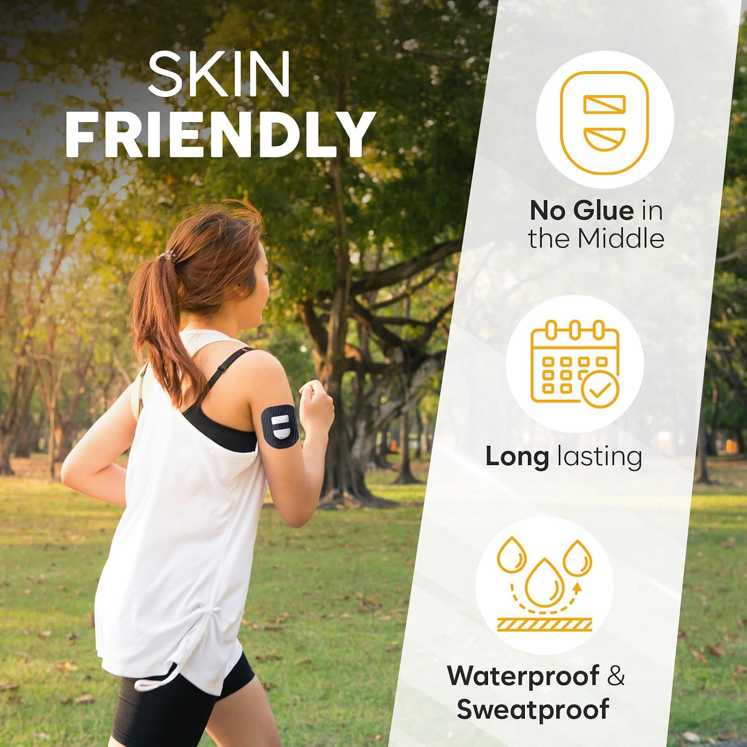 Adamson Omnipod 5 Overpatches – 25 Waterproof Omnipod 5 Adhesive Patches, Sweatproof & Skin-Friendly, No Glue on Center, Easy to Apply & Remove, Secure Hold for Active Lifestyles – Black
