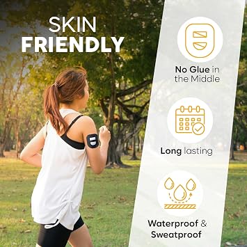 Adamson Omnipod 5 Overpatches 25 Waterproof Omnipod 5 Adhesive Patches, Sweatproof & Skin-Friendly, No Glue on Center, Easy to Apply & Remove, Secure Hold for Active Lifestyles Black