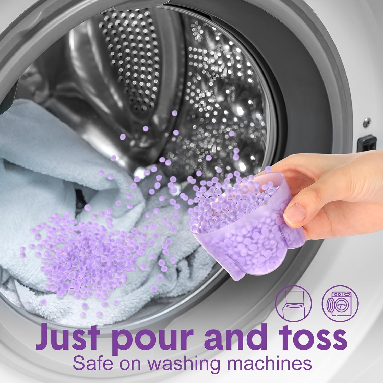 8 Pack in Wash Scent Booster Beads 73.6 oz Laundry Boosters Laundry Room Beads(Lavender)