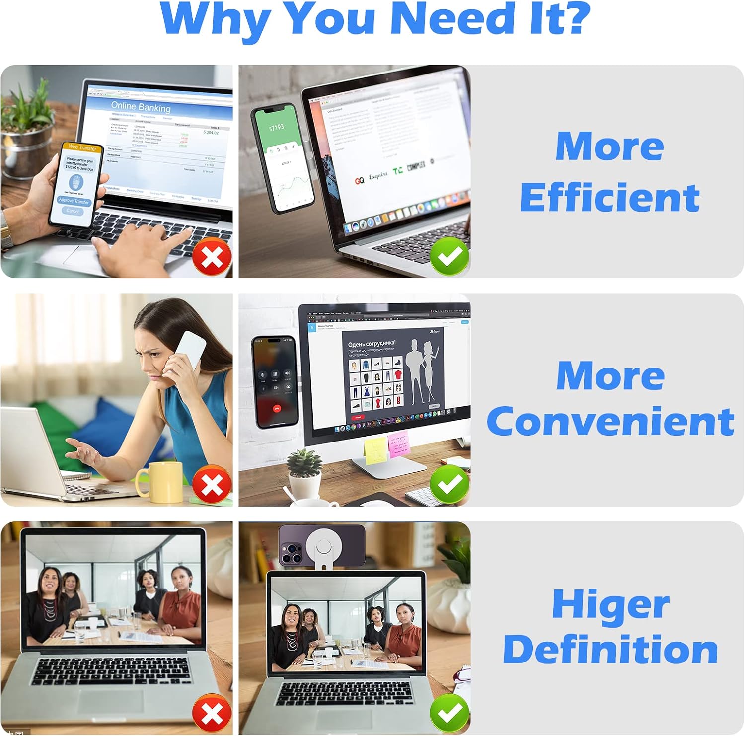 imluckies Magnetic Phone Mount Holder for Laptop MacBook Monitor, Adjustable Stand for iOS 16 / macOS 13 Ventura with Magsafe, Slim Portable Side Screen Computer Expansion Bracket for iPhone, Silver