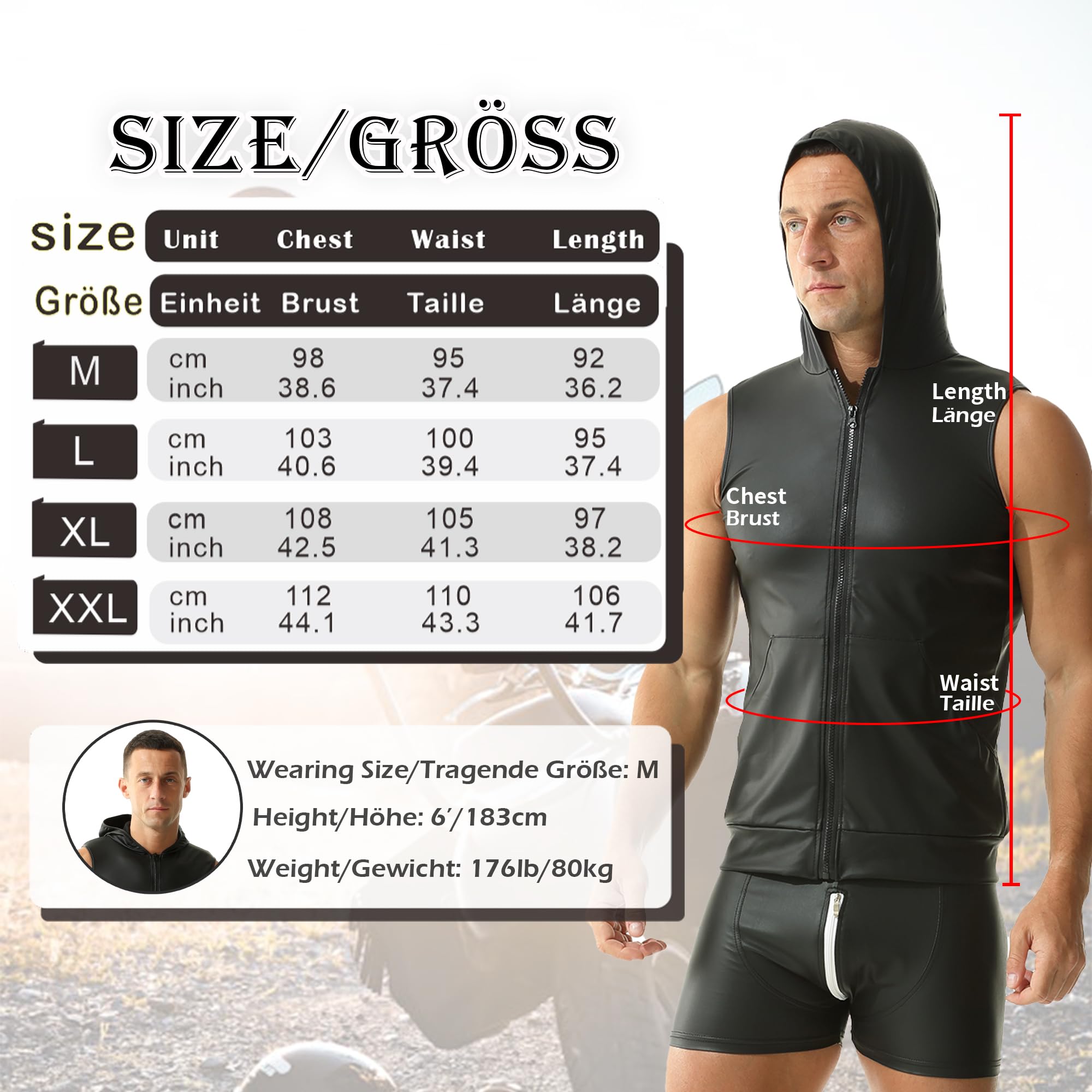 YUFEIDA Męskie podkoszulki, bez rękawów, podkoszulek ze sztucznej skóry, Muscle Fit, kamizelka, topy, koszule, modne podkoszulki
