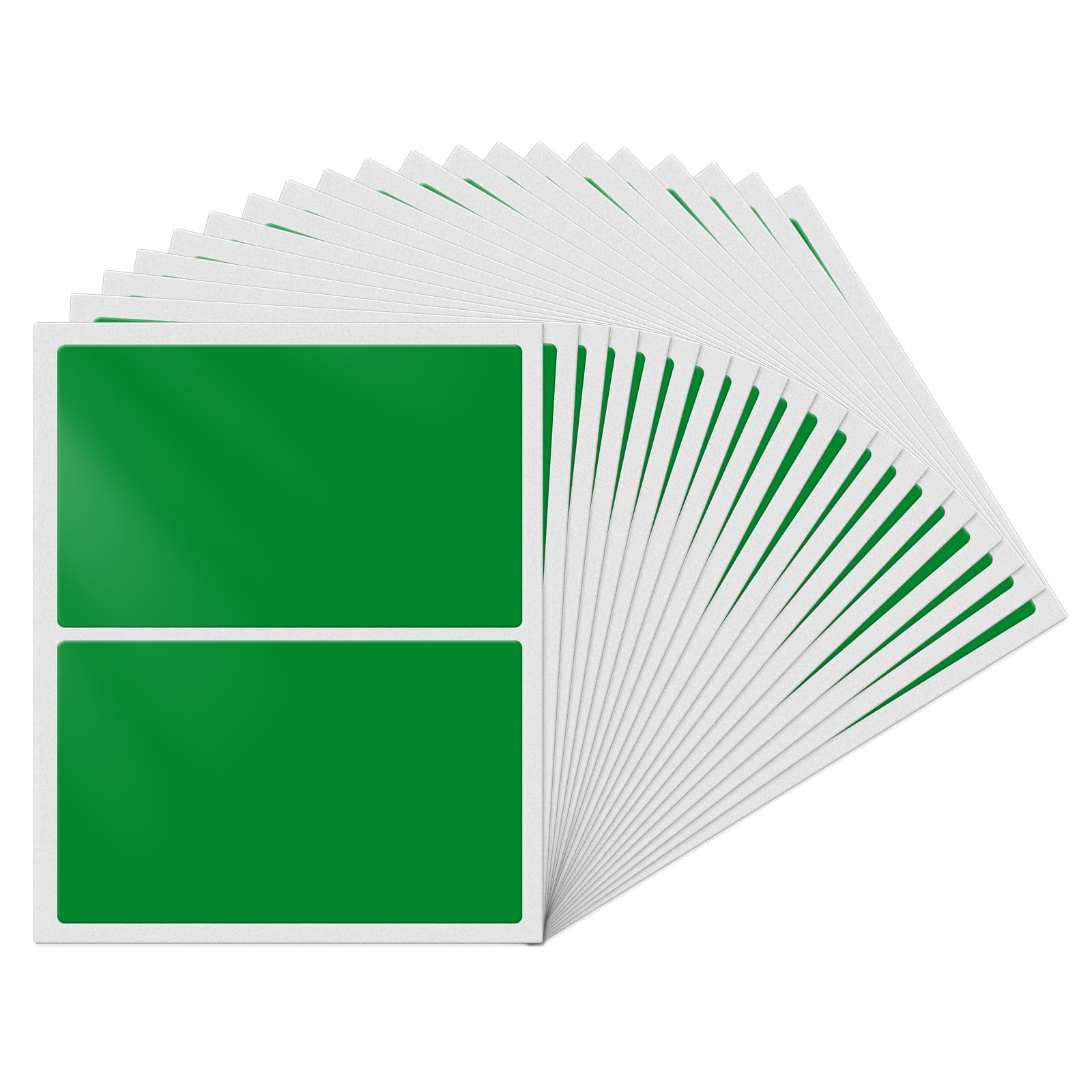 YIKIADA Etiquetas adhesivas rectangulares verdes, 75 x 50 mm, autoadhesivas, grandes, resistentes al agua, para mermelada, etiquetar, etiquetas de dirección, 40 unidades