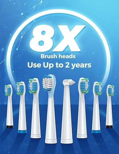 Miniatura 45 de TEETHEORY Cepillo de dientes eléctrico para adultos con 8 unidades, cepillo de dientes eléctrico sónico con 40000 VPM limpieza profunda, 5 modos