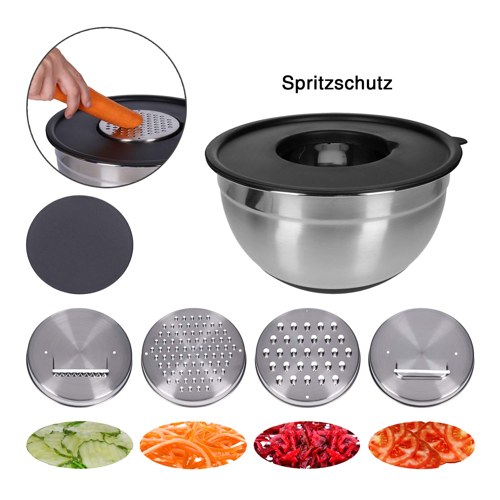 Moritz & Moritz 5-delige RVS Mengkommenset met Deksel – Antislip Nestbare Mengkommen voor Bakken, Serveren & Mealprep, Stapelbare Saladeschalen met Luchtdichte Deksel voor Dagelijks Keukengebruik