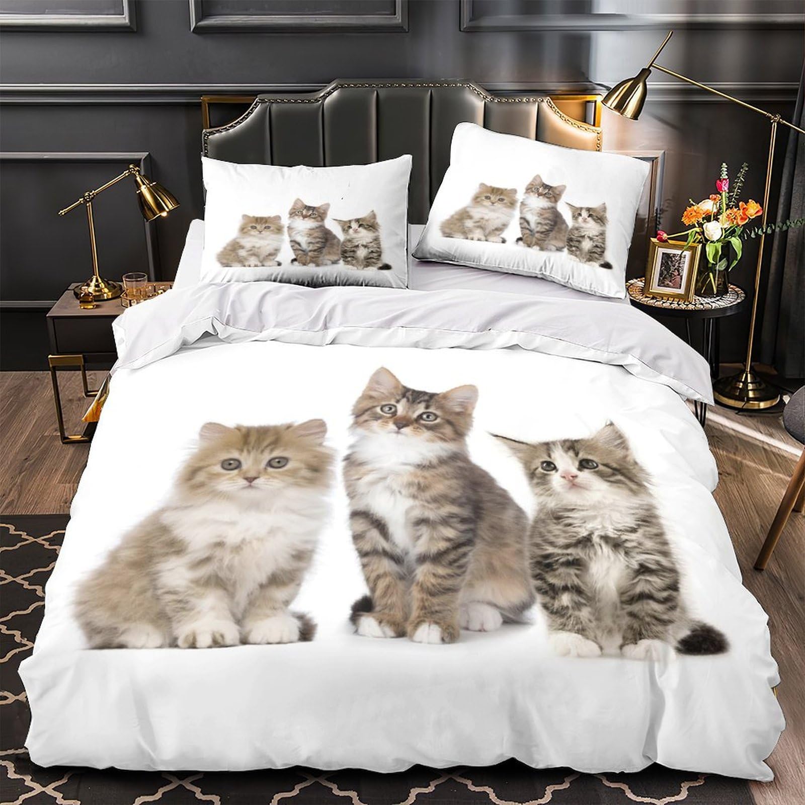 Housse de couette chatons microfibre respirante et facile à laver