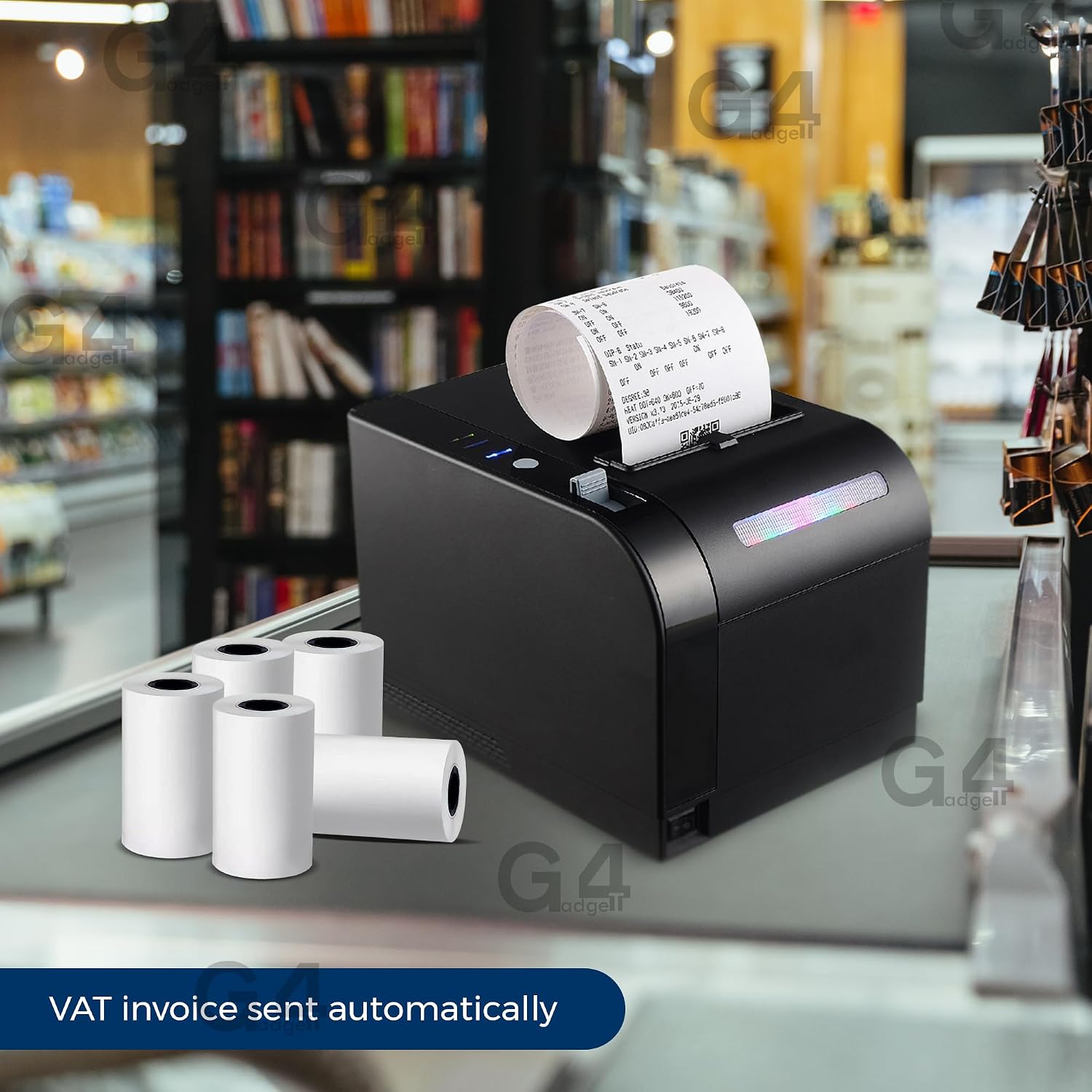5 Rolls of 57 x 40mm Thermal Paper Till Rolls Receipt Roll for Cash Register, POS, Credit Card Machine with Red Warning Strip
