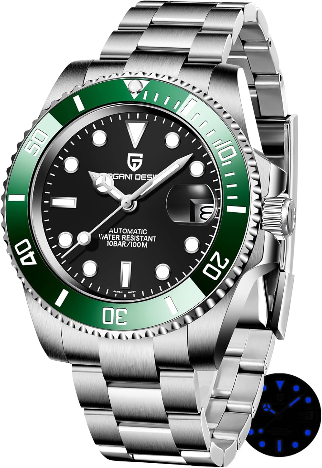 CEYADG Pagani Design Watches for Men Japan NH35/8215 Movement Automatic Watch, 40mm Sapphire Glass 316L Stainless Steel Calendar Diver Waterproof Men's Wrist Watches