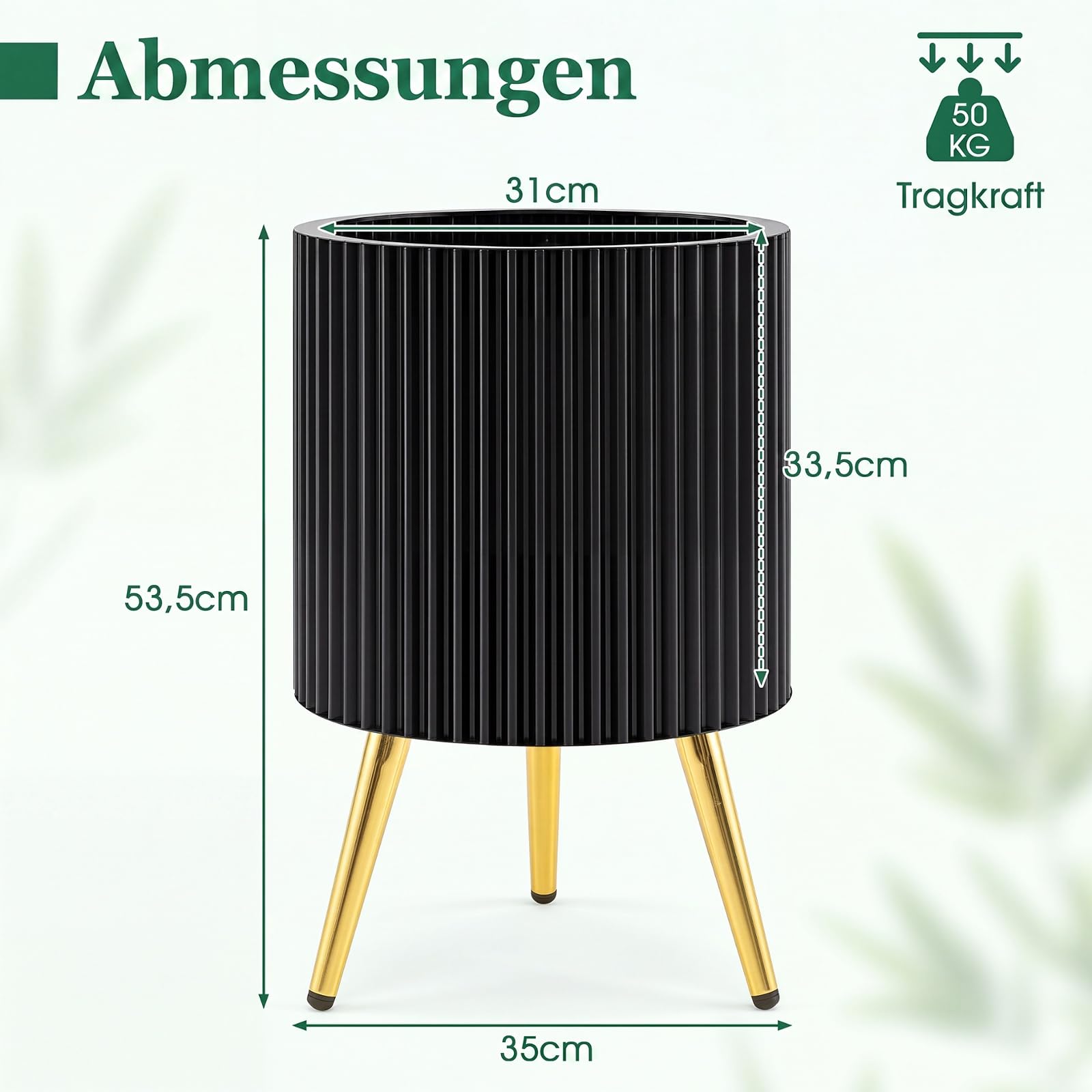 COSTWAY Blumentopf Metall, runder Pflanzkübel & Hocker mit Beinen (1 Pack)