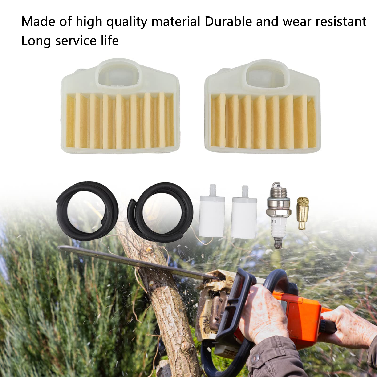 Kit Filtro Aria E Carburante + Candela Per Motosega Husqvarna 362 365 371 372