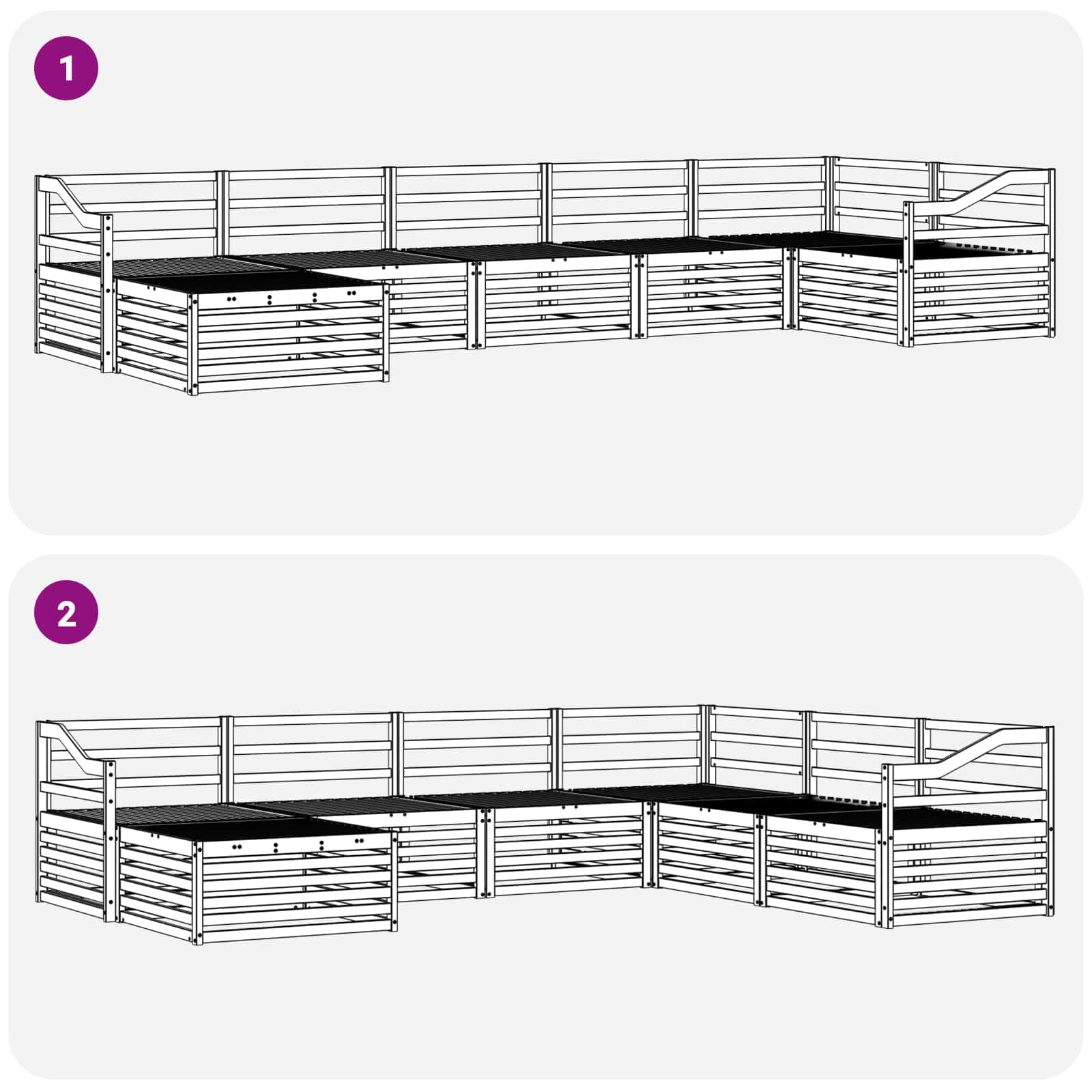 vidaXL Zestawy sof 7 pcs Naturalny Lite Drewno Akacji, Ogród, Wygodny zestaw wypoczynkowy, Siedzenie na zewnątrz, Patio, Nowoczesny taras, Meble wygodne