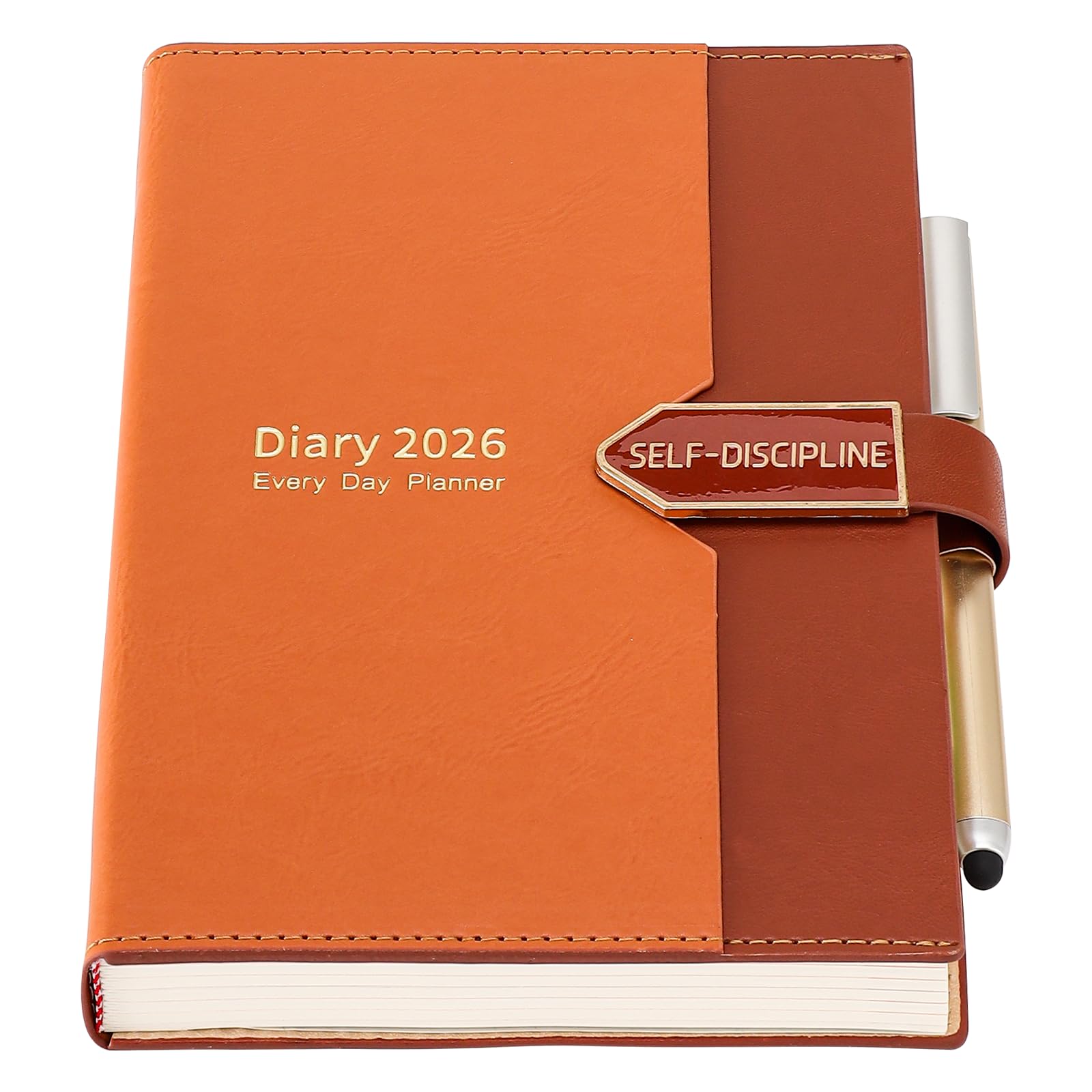 Mljtoyo A5 Daily Planner 2026, Day per Page Productivity Diary, January to December (Brown, A5) โ image 1
