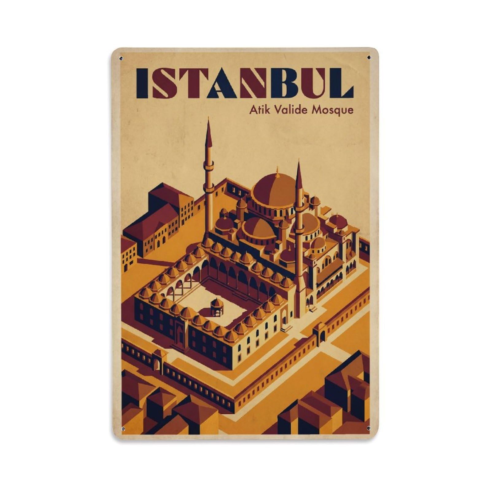 Gead 8X12inch Style Vintage Travel Istanbul Atik Valide Mosque Complex Metal Tin Sign