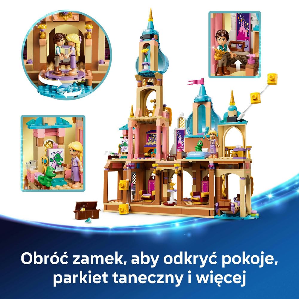 LEGO ǀ Disney Princess Zamek Roszpunki 43297 | Zamek z bajki i 6 postaci, zabawka dla 6-latki, prezent dla dziewczynki i chłopca, zestaw klocków dla dzieci, 676 elementów