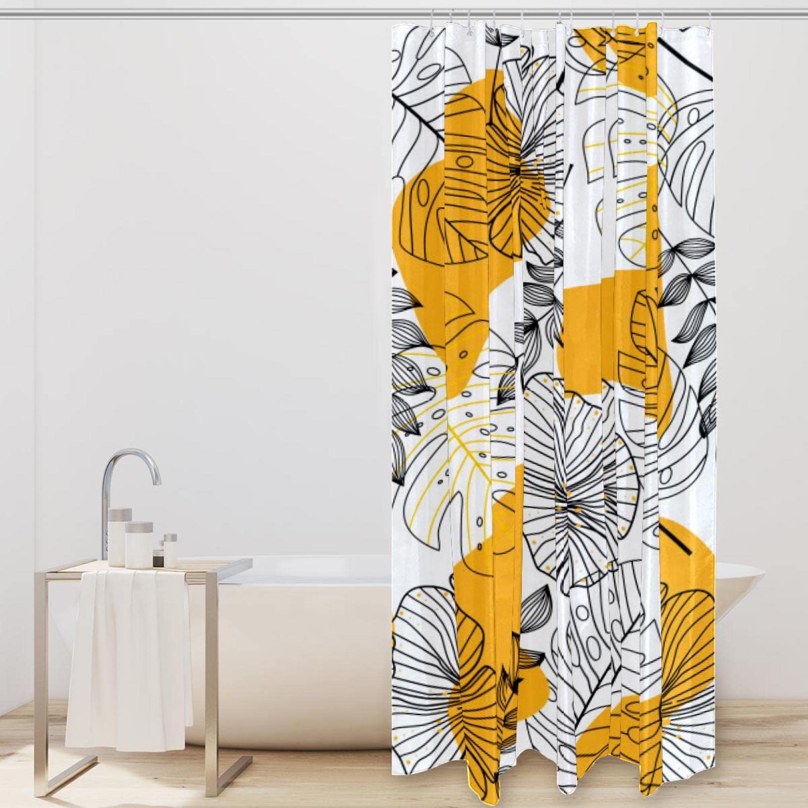 Tenda Da Doccia Con Fiori Colorati, 152 X 182 Cm, Stile Astratto Vintage, Con 12 Ganci, In Poliestere Impermeabile