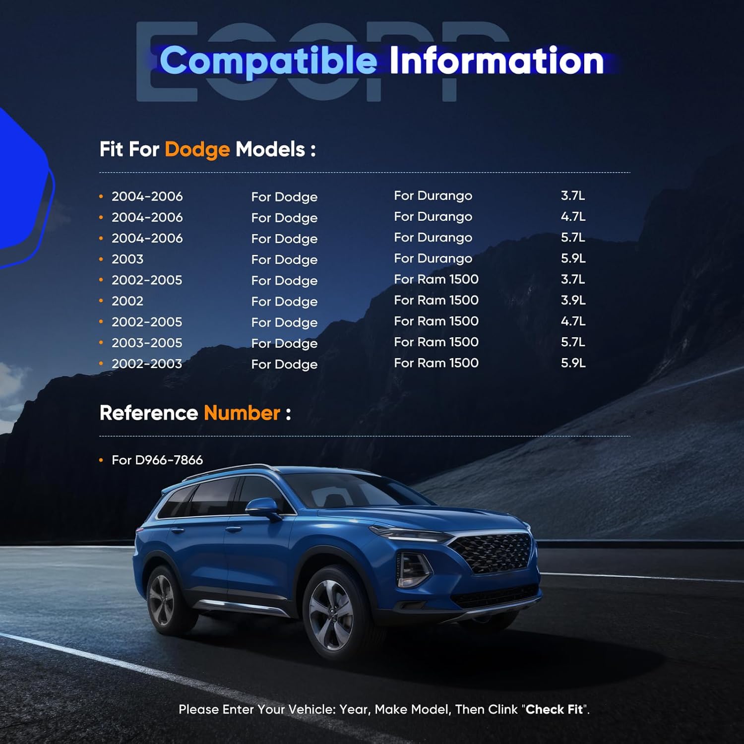 Front Brake Pad Kits, ECCPP 4pcs Front Ceramic Brake Pads Set for 2003-2006 for Dodge for Durango, 2002-2005 for Dodge for Ram 1500