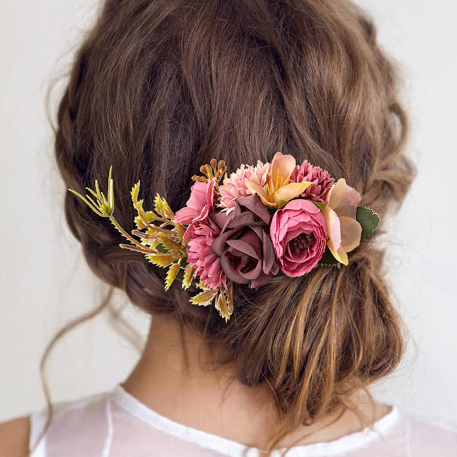 flores,Flores para el cabello la boda - Peineta para el pelo con diseño flores, sencilla montar, peineta Floral para novias, damas, boda, Festival, tocado Teksome