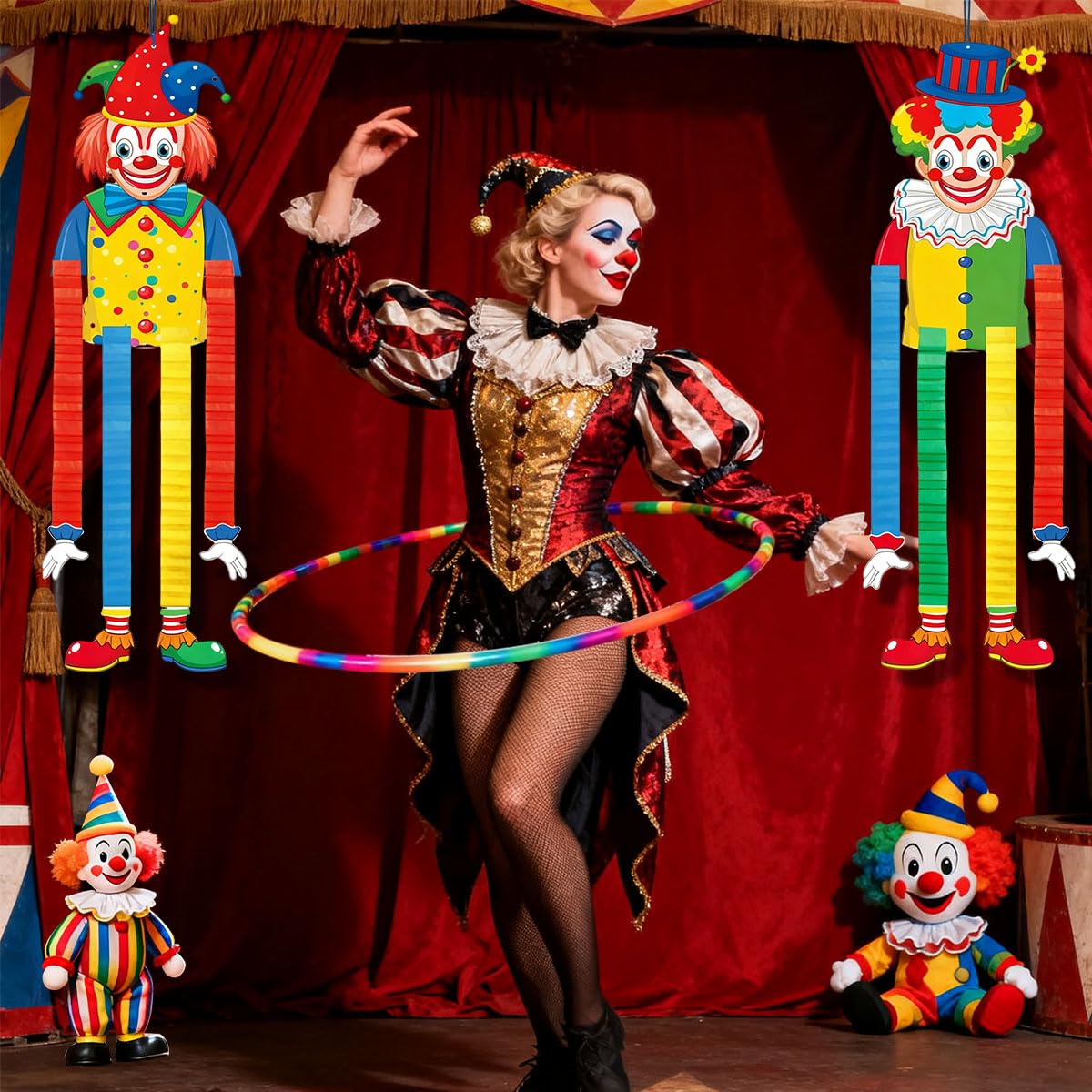 2 Pièces Décoration de Carnaval de Clown, Bannières de Clown, Décoration Murale à Suspendre pour Carnaval, Cirque Suspendue en Papier pour Carnaval et Soirées à Thème (B)