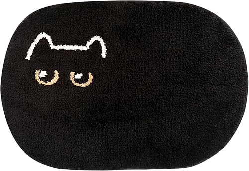 Miniatura 7 de Tapete de baño de microfibra suave con diseño de gato negro, bonita y atrevida, antideslizante y absorbente, fácil de cuidar, lavable a máquina,