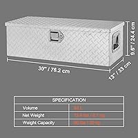 Vista 7 de VEVOR Caja de Herramientas de Aluminio Resistente para Cama de Camión, Caja de Herramientas de Placa Diamantada con Mango Lateral y Llaves