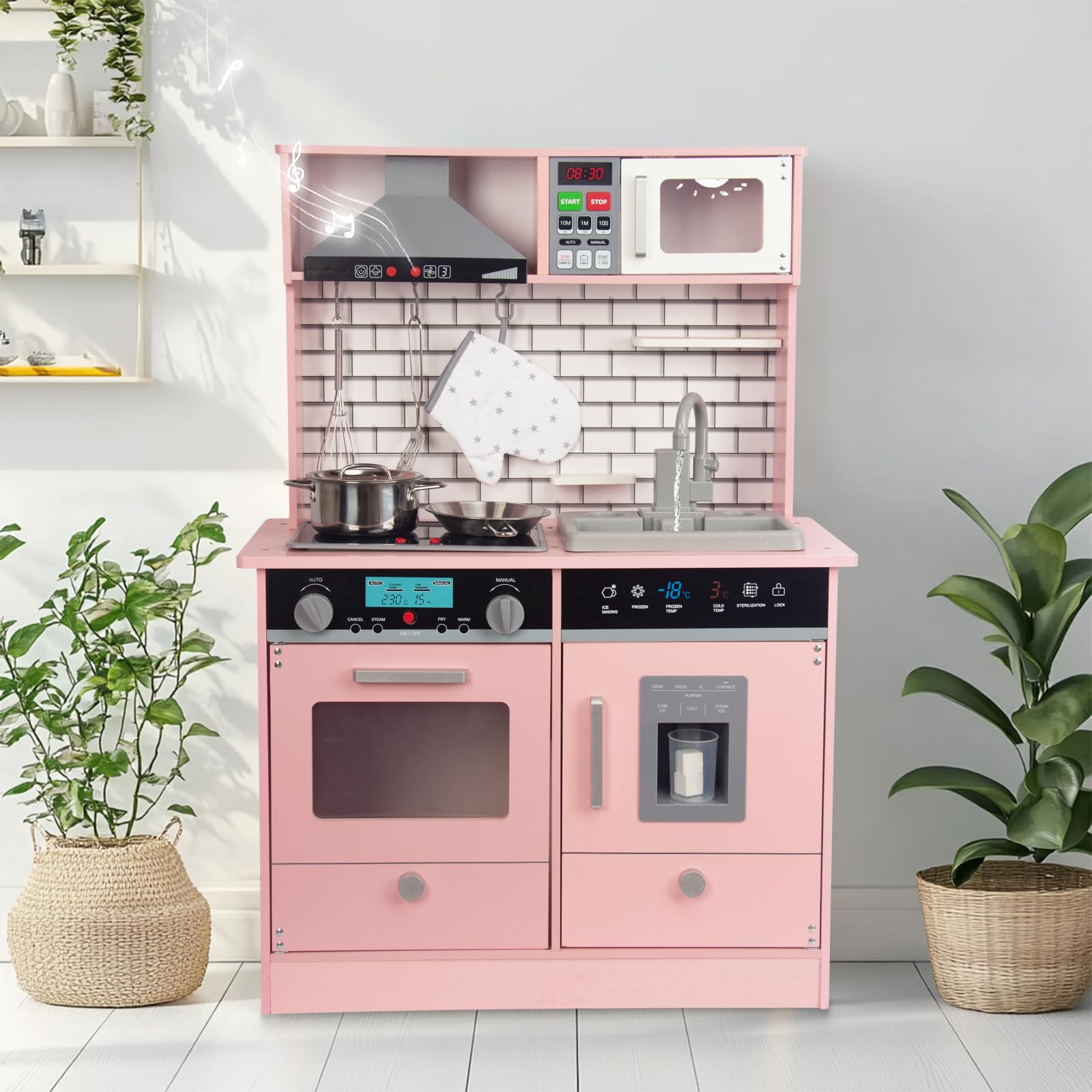 COSTWAY Cuisine de Jeu pour Enfants 3 Ans+ avec 6 Accessoires, Cafetière, Micro-ondes, Four COSTWAY Cuisine de Jeu pour Enfants 3 Ans+ avec 6 Accessoires, Cafetière, Micro-ondes, Four