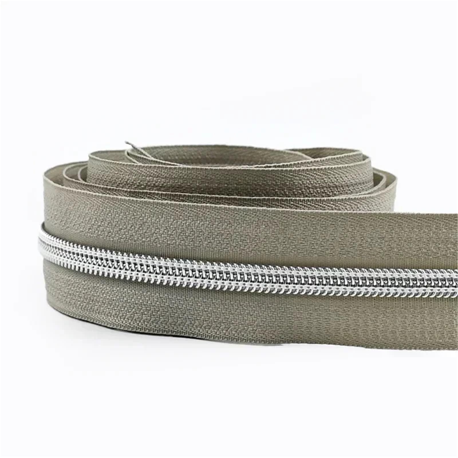 Two Way Zip 2pc Silver 5# Nylon Zipper Tapes 1-5M Zippers Continuous Zip Roll Garment Repair Closure Zips Sewing Accessories for Sewing(155,1Meter)