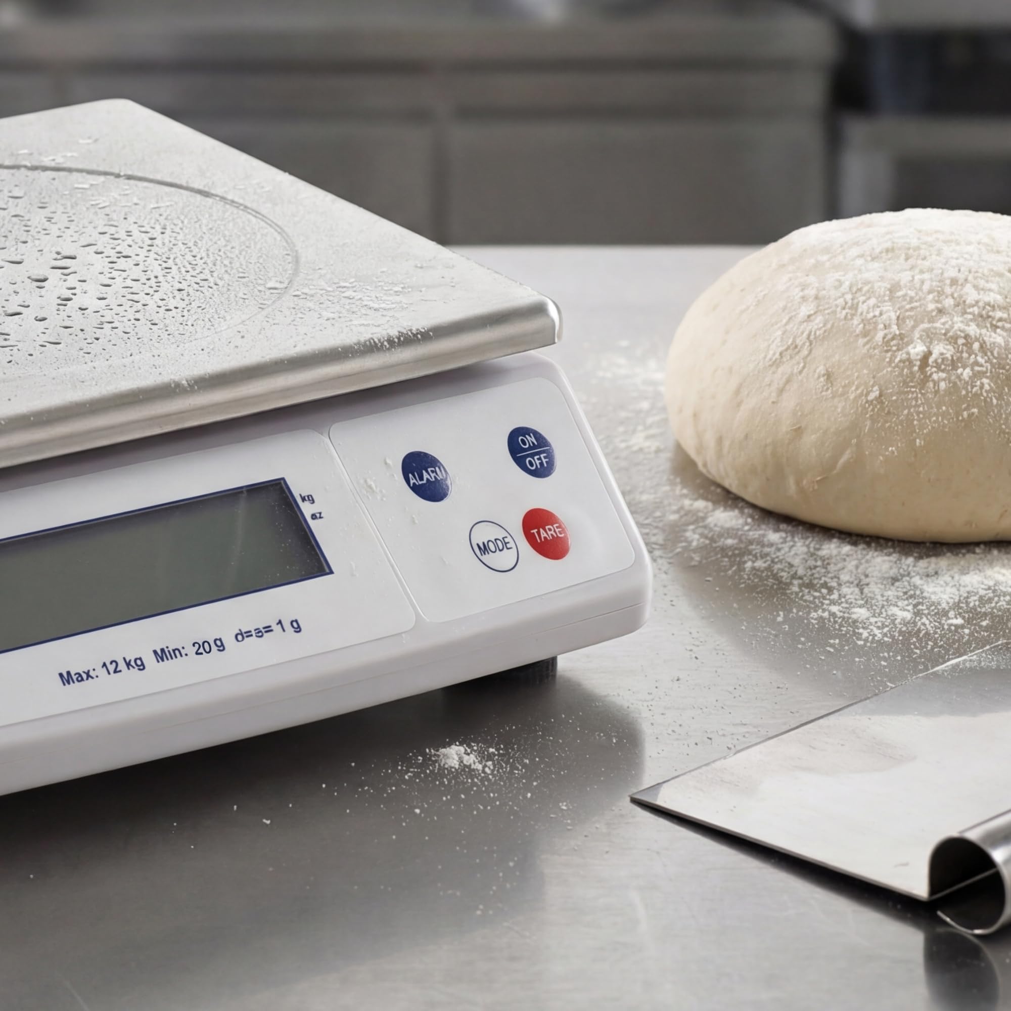 Louis Tellier - Bilancia Elettronica Professionale - 12 kg - IP53 - Precisione 1 g - Piatto Estraibile 29,8 x 23,6 cm