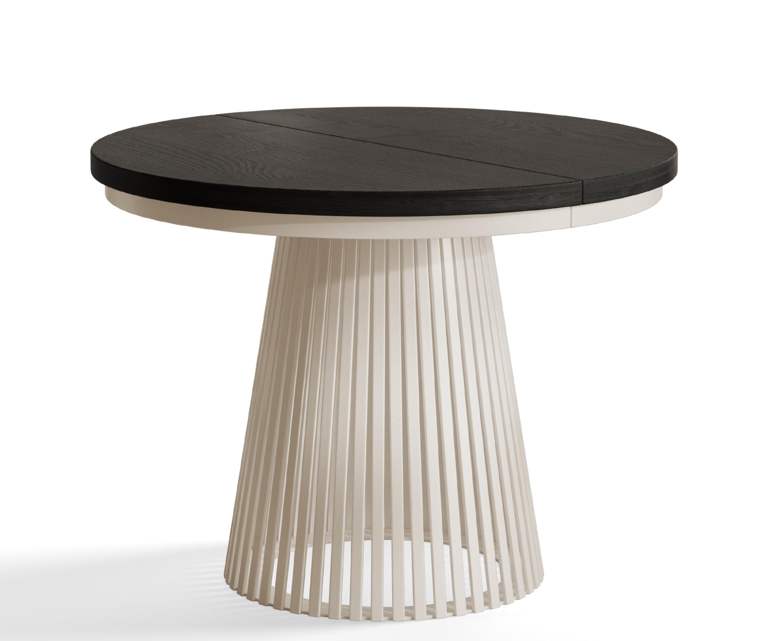 Tavolo Allungabile Rotondo - Tavolo da Pranzo Moderno - Stabile Costruzione con Gambe in Metallo - Diametro 100 cm - Painflow - Collezione Nero