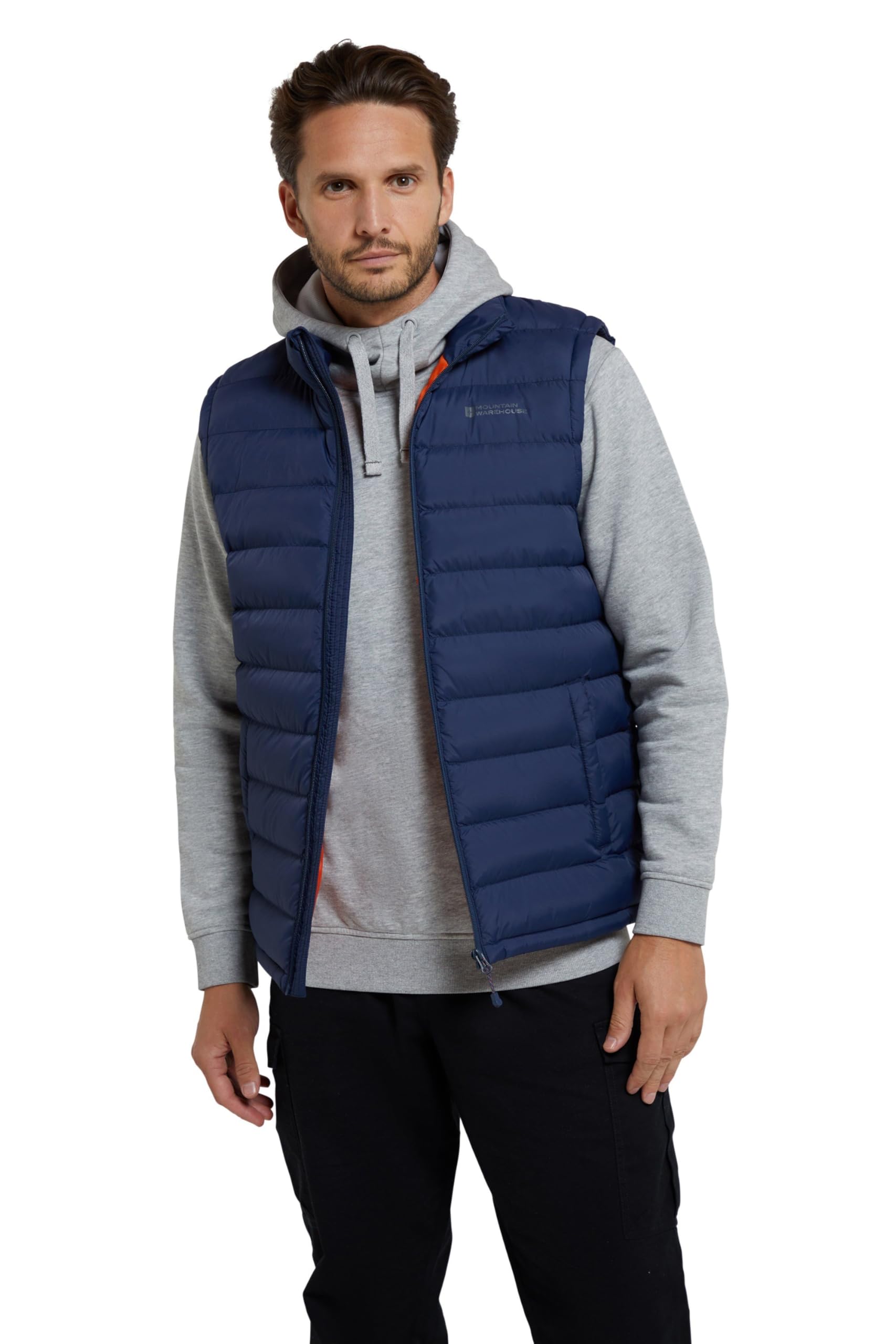 Mountain Warehouse Seasons Mens Padded Gilet - Water Resistant Gilet, Body Warmer, Lightweight Jacket, Easy to Store Coat - For Spring Summer Travelling, Walking Navy M