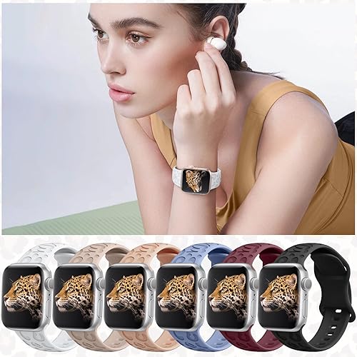 Miniatura 2 de Paquete de 6 correas grabadas de leopardo compatibles con Apple Watch de 1.575 pulgadas, 1.496 pulgadas, 1.614 pulgadas, 1.732 pulgadas, 1.772