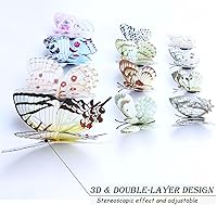 Vista 11 de Calcomanías 3D de mariposa, 24/48 unidades, para decoraciones de pared, fiestas, con imanes (morado, 24)