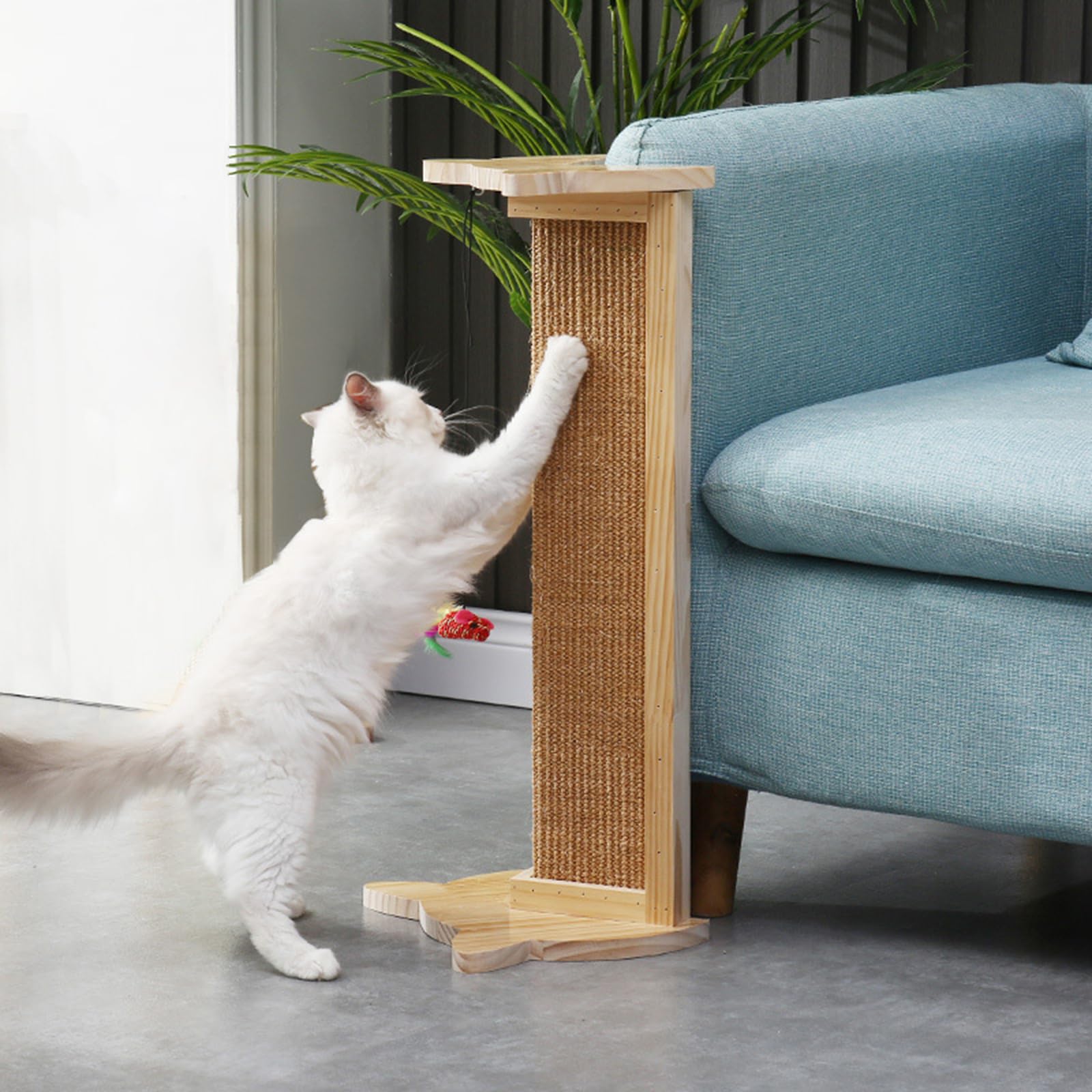 Rascador de esquina para gatos, rascador para gatos con juguete de juguete para rascar, protectores de muebles de cuerda de sisal