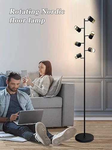 Miniatura 2 de CEPHOK Multi Angle and All-Round Rotatable, High Brightness Black Apright Floor Lamp with 6 Variable Adjustments, Suitable for Living Room, Bedroom,